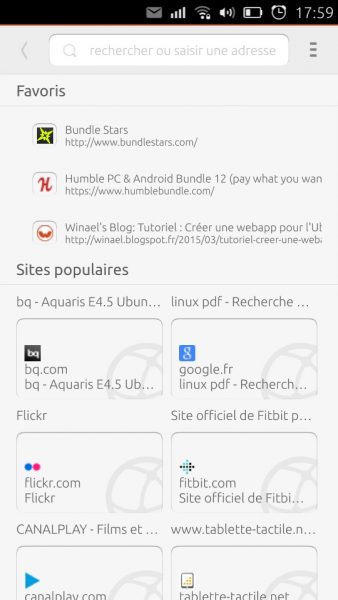 Aquaris E45 Navigateur