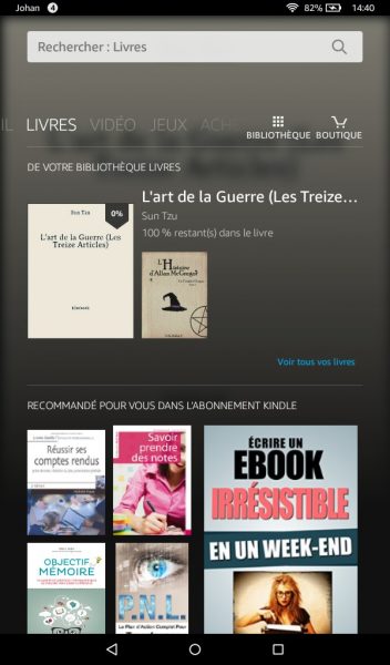 Bureau livre sur Amazon Fire