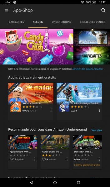 app shop de l'Amazon Fire