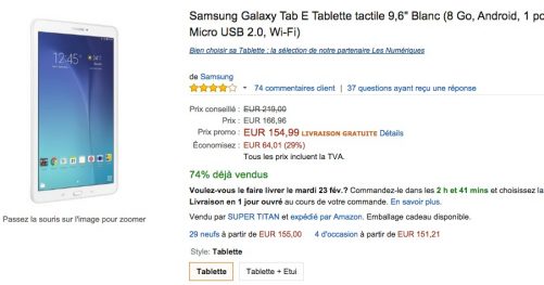 Galaxy tab e en promotion chez Amazon