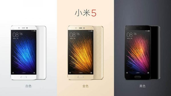 Xiami Mi 5 de face en 3 coloris