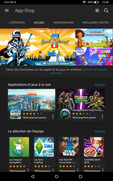 L'App Shop n'est pas aussi fourni que le Play Store.