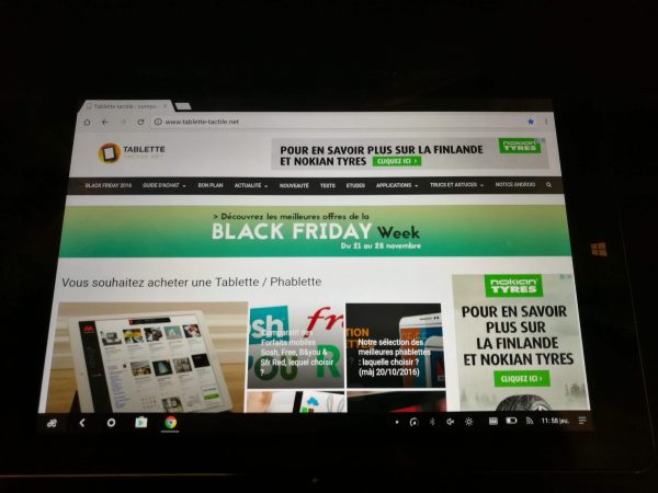 L'écran WUXGA est de bonne qualité comparativement au prix de la tablette.