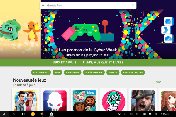 Le Play Store est pré-installé, mais pas utilisable en multi-fenêtre.