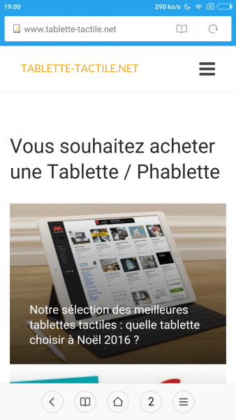 Le navigateur Xiaomi est très sobre, à l'image des autres applications du constructeur.