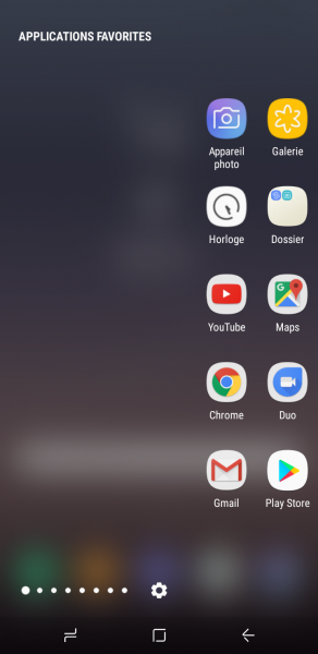 Menu latéral Galaxy S8