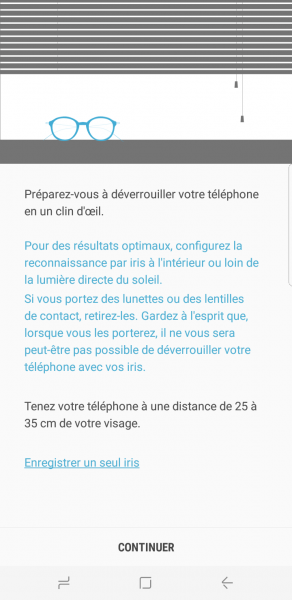 Scanner d'iris sur le Galaxy S8+