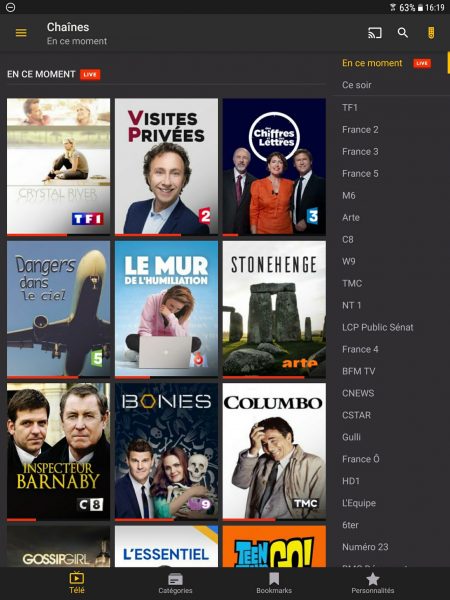Molotov TV sur Galaxy Tab S3