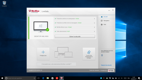 Antivirus McAfee sur Yoga 910