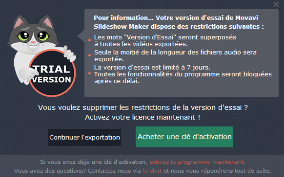 Version essai Movavi SlideShow Maker