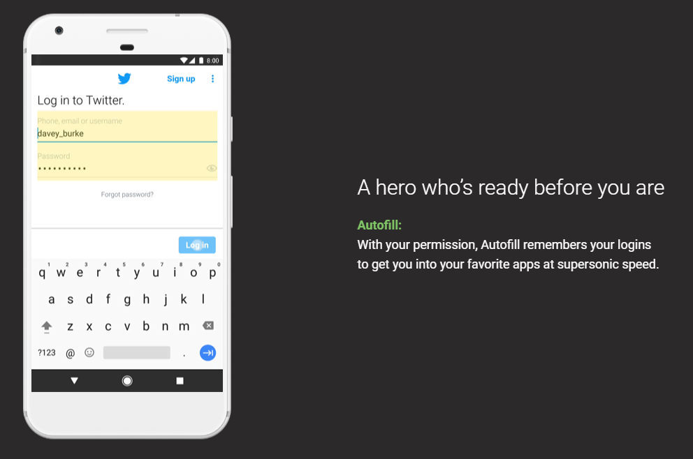 Auto-fill Android 8 Oreo