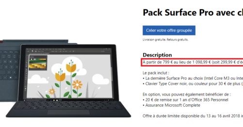 Offre flash Surface Pro et clavier