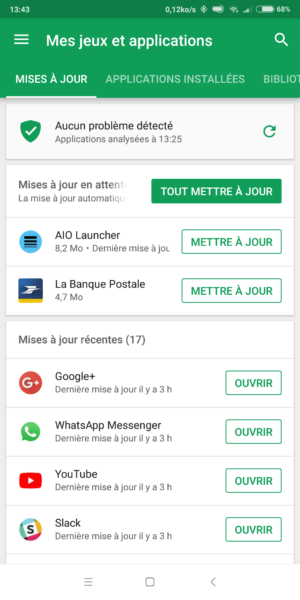 Mise à jour Play Store.