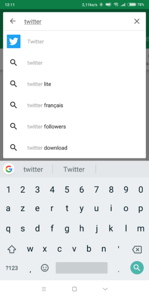 Recherche application Play Store