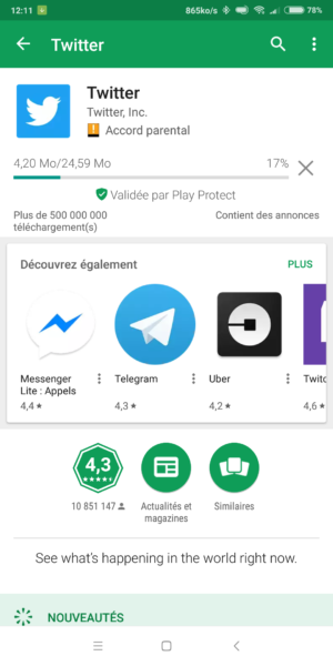 Téléchargement application Android