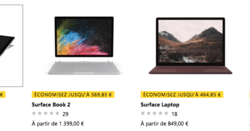25% de remise sur la gamme Surface aout septembre 2018